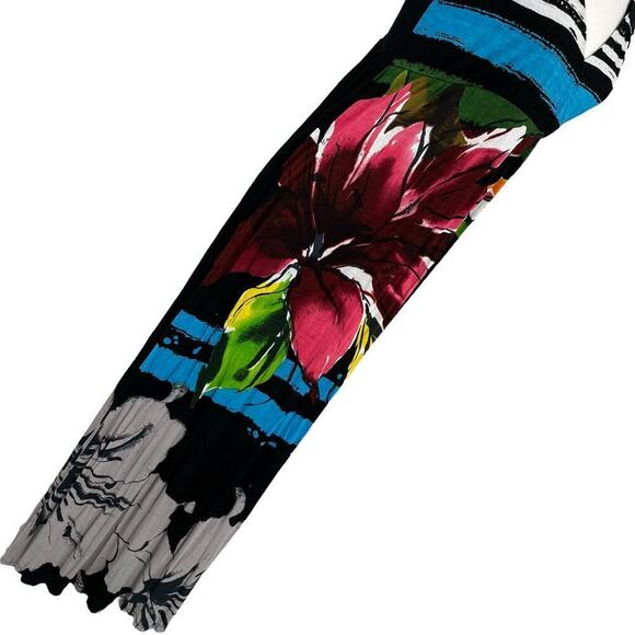 Desigual‎ Maxi Dress Septiembre Crochet Back Colorful Floral Black Medium - Picture 7 of 10